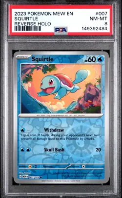 2023 POKEMON MEW EN-151 REVERSE HOLO #007 SQUIRTLE PSA 8 - Image 1