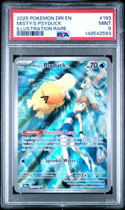 2025 POKEMON DRI EN-DESTINED RIVALS ILLUSTRATION RARE #193 MISTY'S PSYDUCK PSA 9 - Image 1