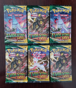 LOT of 6 Pokemon EVOLVING SKIES Booster Pack Sealed Sword & Shield six packs - Image 1