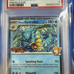 2025 POKEMON DRI EN-DESTINED RIVALS PRERELEASE #049 MISTY'S GYARADOS PSA 9 - Image 2