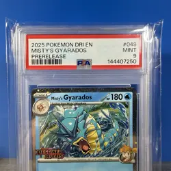 2025 POKEMON DRI EN-DESTINED RIVALS PRERELEASE #049 MISTY'S GYARADOS PSA 9 - Image 4