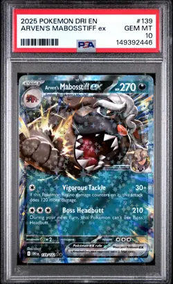 2025 POKEMON DRI EN-DESTINED RIVALS #139 ARVEN'S MABOSSTIFF EX PSA 10 - Image 1