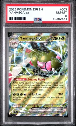 2025 POKEMON DRI EN-DESTINED RIVALS #003 YANMEGA EX PSA 8 - Image 1