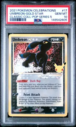2021 POKEMON CELEBRATIONS CLASSIC COLLECTION #17 UMBREON-GOLD STAR PSA 10 - Image 1
