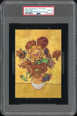 2023 POKEMON X VAN GOGH POSTCARD POKEMON CENTER EXCLUSIVE SUNFLORA PSA 8 - Image 1