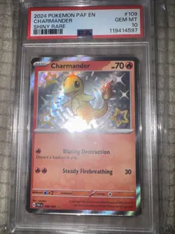 Pokemon Paldean Fates Charmander 109/91 Rare Holo Foil Baby Shiny Rare PSA 10 - Image 1