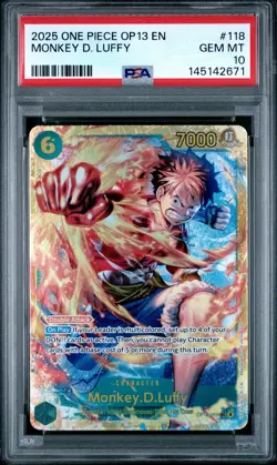 2025 ONE PIECE OP13-CARRYING ON HIS WILL #118 MONKEY D. LUFFY PSA 10 - Image 1