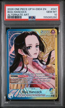 2026 ONE PIECE OP14-EB04-THE AZURE SEA'S SEVEN ALTERNATE ART BOA HANCOCK PSA 10 - Image 1