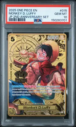 2025 ONE PIECE JPN 2ND ANNIVERSARY SET #015 MONKEY D. LUFFY PSA 10 - Image 1