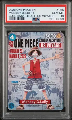 2026 ONE PIECE PROMOS COLLEGE BASKETBALL: US VOYAGE #055 MONKEY D. LUFFY PSA 10 - Image 1