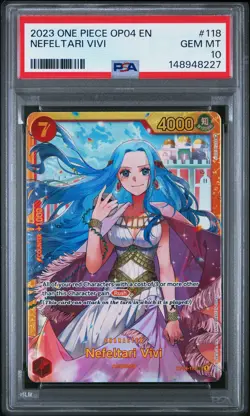 2023 ONE PIECE OP04-KINGDOMS OF INTRIGUE #118 NEFELTARI VIVI PSA 10 - Image 1