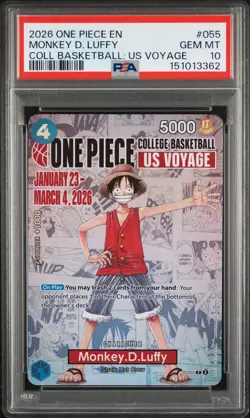 2026 ONE PIECE PROMOS COLLEGE BASKETBALL: US VOYAGE MONKEY D. LUFFY PSA 10 - Image 1