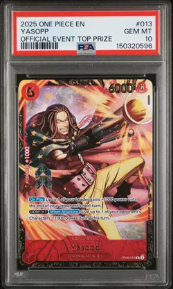2025 ONE PIECE PROMOS OFFICIAL EVENT TOP PRIZE #013 YASOPP PSA 10 - Image 1