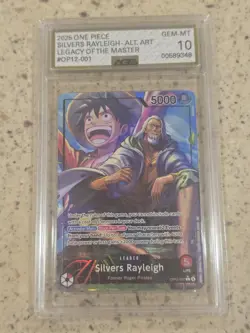 2025 One Piece Silvers Rayleigh Alternate Art! English! AGS 10 #OP12-001! - Image 1