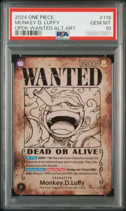 MONKEY D LUFFY ONE PIECE OP05-119 WANTED POSTER ENGLISH TCG ALT ART PSA 10 - Image 1