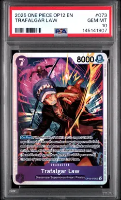 2025 ONE PIECE OP12-LEGACY OF THE MASTER #073 TRAFALGAR LAW PSA 10 - Image 1