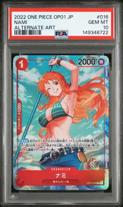 2022 ONE PIECE JAPANESE OP01-ROMANCE DAWN ALTERNATE ART #016 NAMI PSA 10 - Image 1