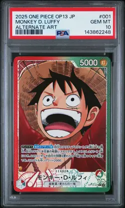 2025 ONE PIECE JPN OP13-CARRYING ON HIS WILL ALT ART #001 MONKEY D. LUFFY PSA 10 - Image 1