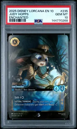 2025 DISNEY LORCANA WHISPERS IN WELL ENCHANTED JUDY HOPPS LEAD DETECTIVE PSA 10 - Image 1