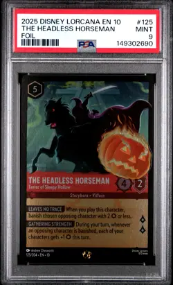 2025 DISNEY LORCANA EN 10-WHISPERS IN THE WELL FOIL THE HEADLESS HORSEMAN PSA 9 - Image 1