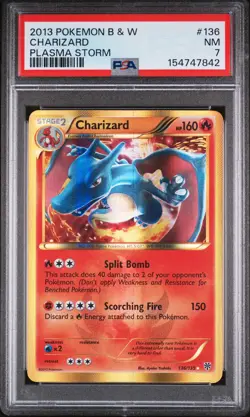 2013 POKEMON BLACK & WHITE PLASMA STORM #136 CHARIZARD PSA 7 - Image 1