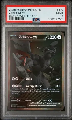 2025 POKEMON BLK EN-BLACK BOLT BLACK WHITE RARE #172 ZEKROM EX PSA 9 - Image 1