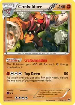 Conkeldurr - 64/101 - Pokemon Noble Victories Black & White Holo Rare Card NM - Image 1