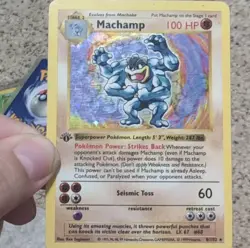 Nintendo Machamp Base Set 1st Edition Holo Shadowless 100 HP Pokemon Card 8/102 - Image 1