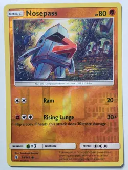 REVERSE HOLO Nosepass 69/145 LP - Guardians Rising Pokemon Card Tomokazu Komiya - Image 1