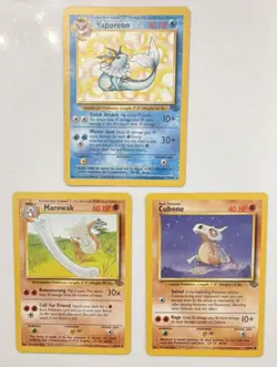 1999 Pokemon TCG Jungle & Base Set Lot - 3 Cards, Vaporeon, Marowak, Cubone - Image 1