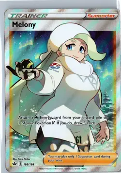 Pokemon Card - Melony (Full Art) Ultra Rare SWSH06: Chilling Reign 195/198 NM - Image 1