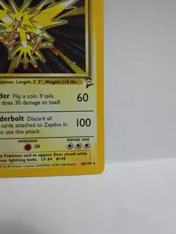 Zapdos 20/130 Base Set 2 Unlimited Rare Holo Pokemon Card WOTC 2000 LP - Image 5