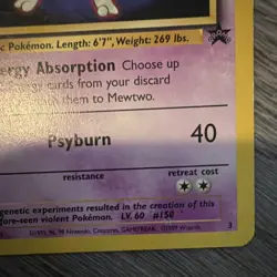 Pokemon Mewtwo 03/53 Movie Promo 70 Hp English Individual Card - Image 5