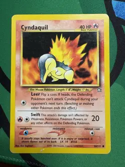 Pokemon TCG Cyndaquil Neo Genesis Card 56/111 Unlimited Common MP/HP - Image 1