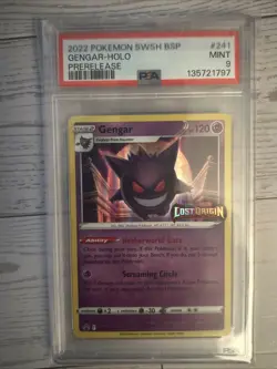 Pokemon SWSH Gengar Lost Origin Pre Release Promo HOLO #241 PSA 9 - Image 1