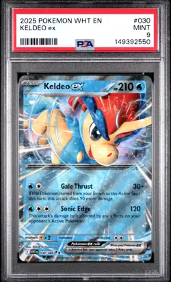 2025 POKEMON WHT EN-WHITE FLARE #030 KELDEO EX PSA 9 - Image 1