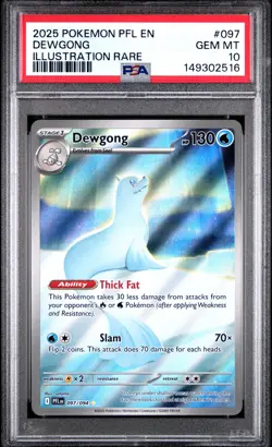 2025 POKEMON PFL EN-PHANTASMAL FLAMES ILLUSTRATION RARE #097 DEWGONG PSA 10 - Image 1