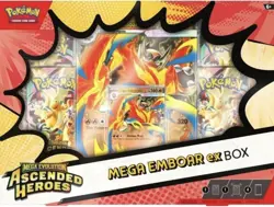 Pokemon TCG - Mega Evolution Ascended Heroes Mega Emboar EX Box - Preorder 4/27 - Image 1