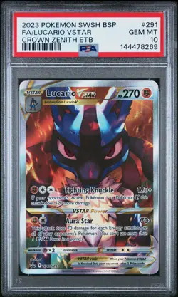 2023 POKEMON SWSH BLACK STAR PROMO #291 FULL ART/LUCARIO VSTAR PSA 10 - Image 1