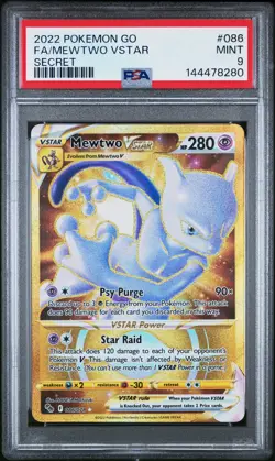 2022 POKEMON GO SECRET #086 FULL ART/MEWTWO VSTAR PSA 9 - Image 1