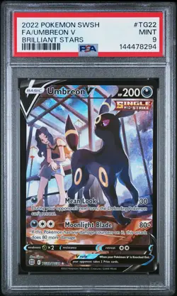 2022 POKEMON SWORD & SHIELD BRILLIANT STARS #TG22 FULL ART/UMBREON V PSA 9 - Image 1