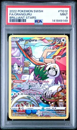 2022 POKEMON SWORD & SHIELD BRILLIANT STARS #TG12 FULL ART/ORANGURU PSA 9 - Image 1