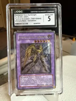CGC 5 Elemental Hero Darkbright 1st Ed ULTIMATE RARE TAEV-EN042 YUGIOH 2007 - Image 1