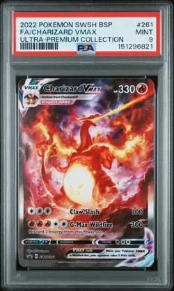 2022 POKEMON SWSH BLACK STAR PROMO #261 FULL ART/CHARIZARD VMAX PSA 9 - Image 1