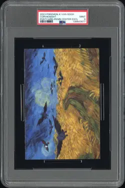 2023 POKEMON X VAN GOGH POSTCARD POKEMON CENTER EXCLUSIVE CORVIKNIGHT PSA 9 - Image 1