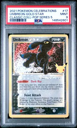 2021 POKEMON CELEBRATIONS CLASSIC COLLECTION #17 UMBREON-GOLD STAR PSA 9 - Image 1