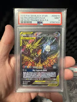 2019 POKEMON SM BLACK STAR PROMO FULL ART/MOLTRES & ZAPDOS & ARTICUNO GX PSA 9 - Image 1
