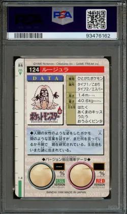PM - 1996 Pokemon - Japanese Bandai - #124 - Red - Jynx - PSA 9 - MINT - Image 2