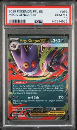 2025 POKEMON PFL EN-PHANTASMAL FLAMES #056 MEGA GENGAR EX PSA 10 - Image 1