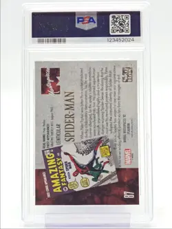 SPIDER-MAN 2024 MARVEL MASTERPIECES '92 PLATINUM LENTICULAR PSA 9 Q2689 - Image 2